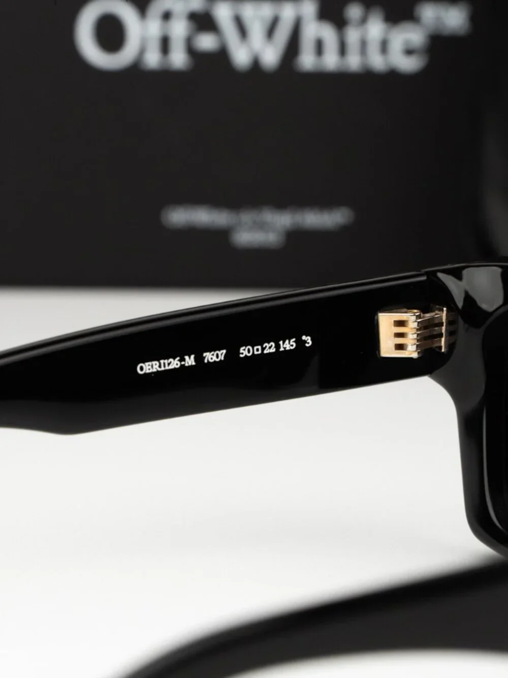 Off-White VIRGIL Men Sunglasses Black Gold Square OERI126 7607 NEW AUTHENTIC